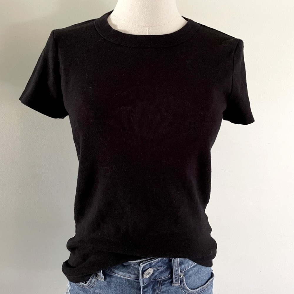 Michael Stars Ultra Ribbed Lexy Tee — Black